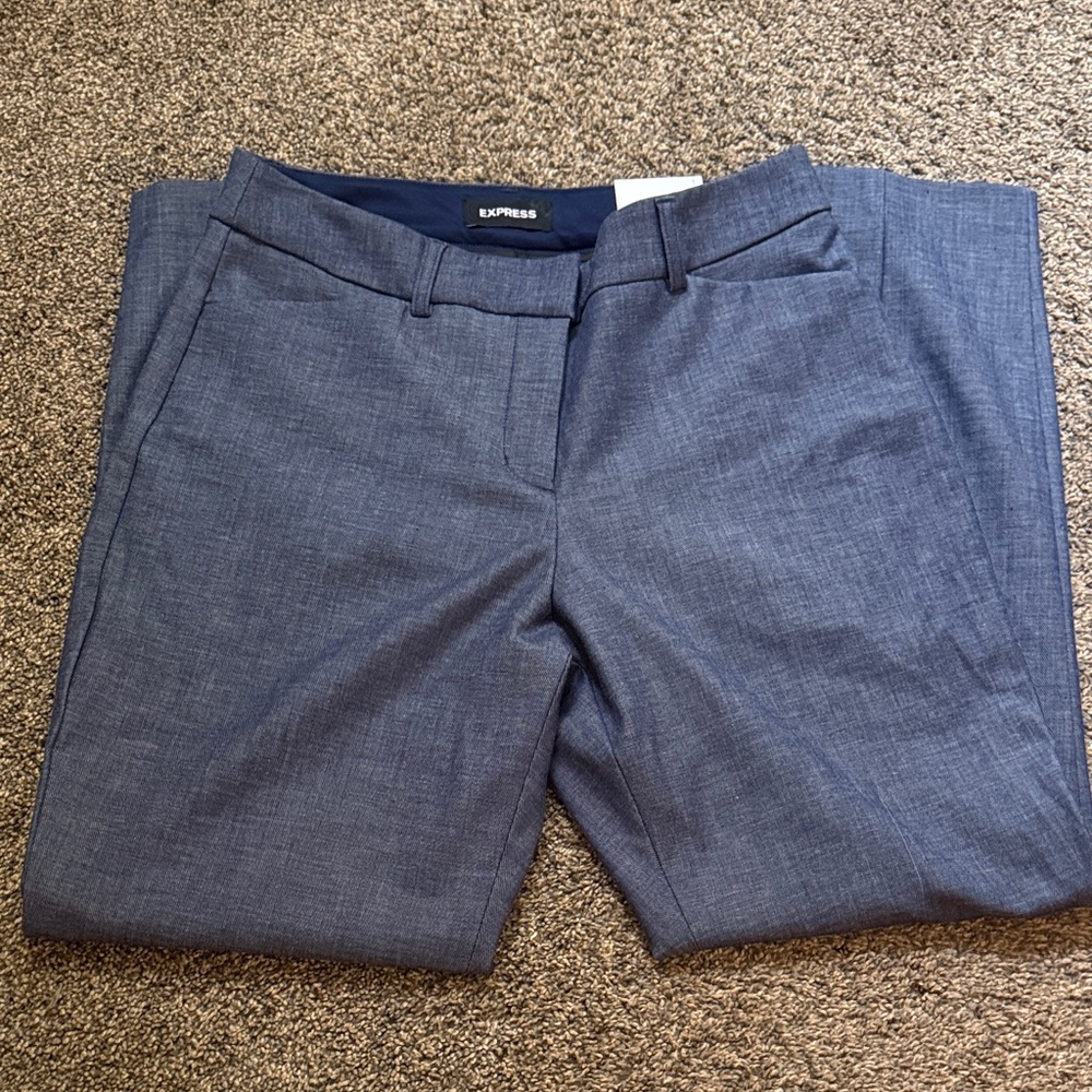 NWT Publicist Stretch Ankle Mid Rise Express Slate Blue Trousers